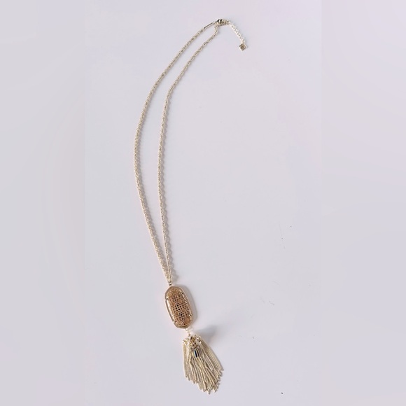 KENDRA SCOTT Rayne Long Gold Filigree Tassel Pendant Necklace - Picture 7 of 11